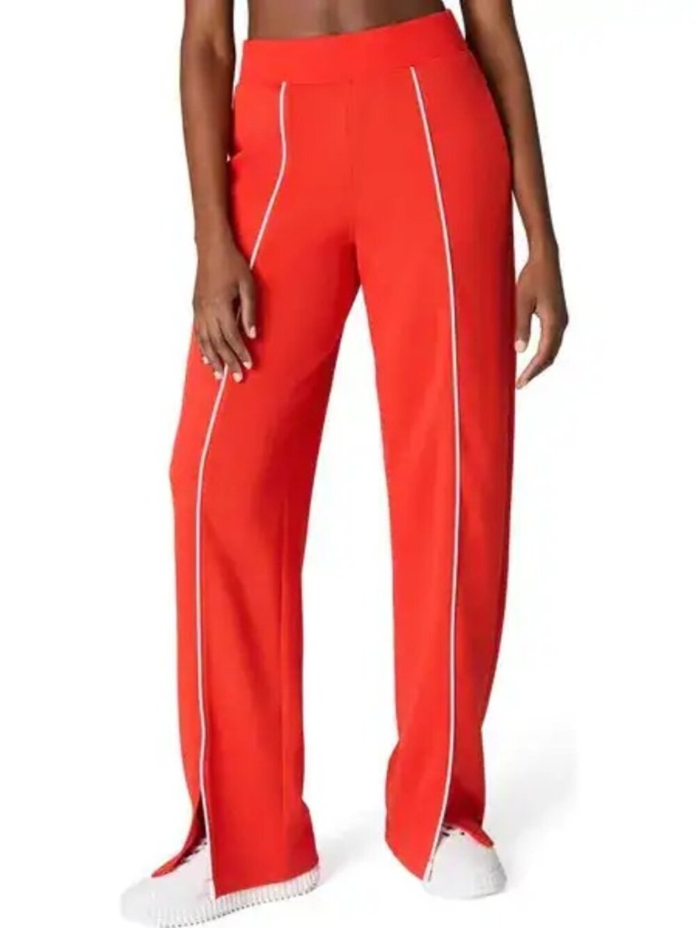 SPANX AirPique Straight-Leg Orange Red Stretch Modal Blend Pants Size L